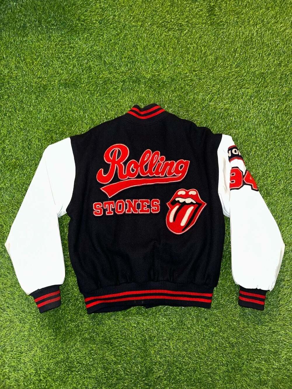 Rolling Stones Brockum 1994 Varsity Jacket Size M Wool Leather